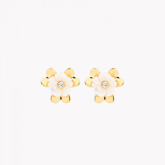 Brinco Flor Madrepérola | Semijoia