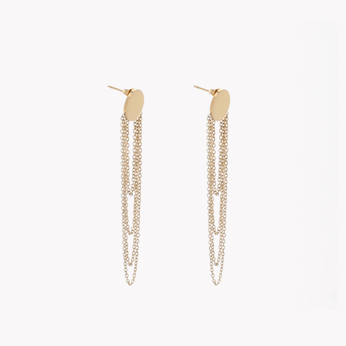 Brinco Comprido Corrente e Círculo | Aço Inoxidável