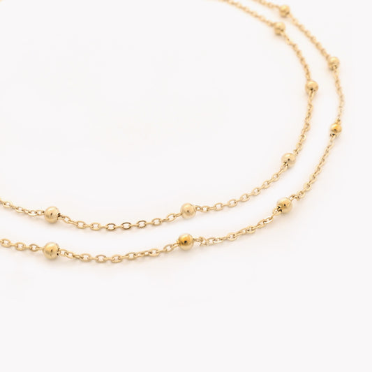 Colar Duplo com Bolinhas | Aço Inoxidável