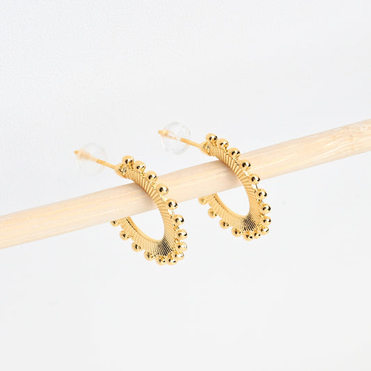 Argola com Textura e Bolinhas | Semijoia