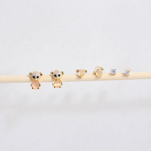 Conjunto de Brincos Urso | Semijoias