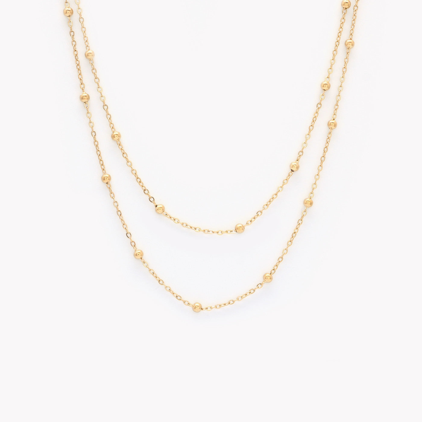 Colar Duplo com Bolinhas | Aço Inoxidável