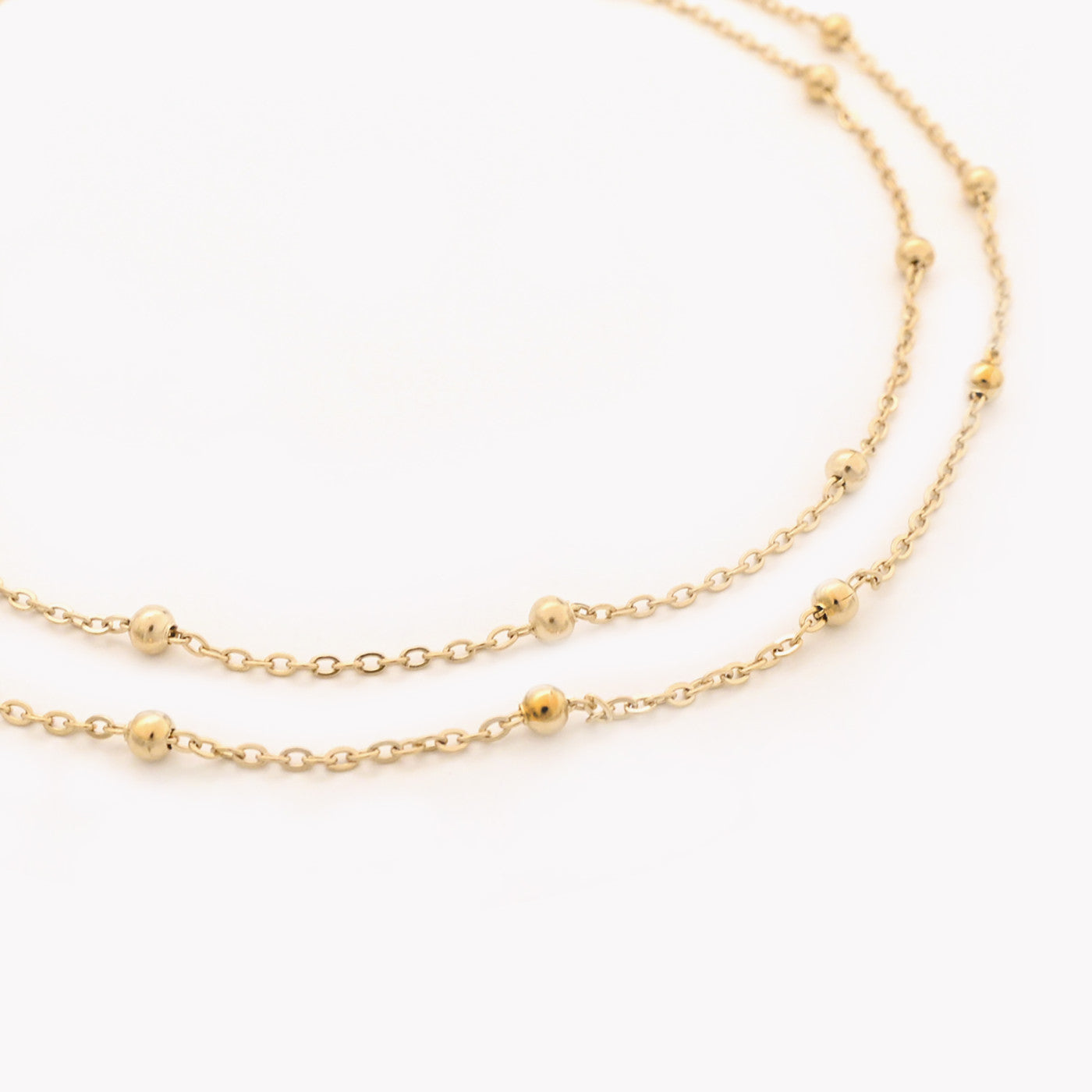 Colar Duplo com Bolinhas | Aço Inoxidável